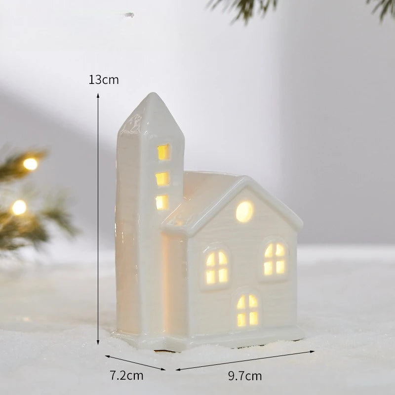 Ceramic Light Up Christmas Tree House Desktop