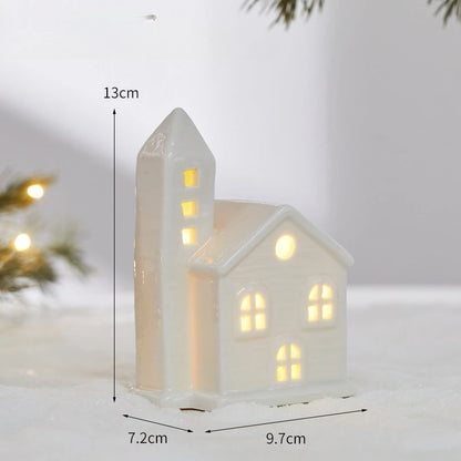 Ceramic Light Up Christmas Tree House Desktop