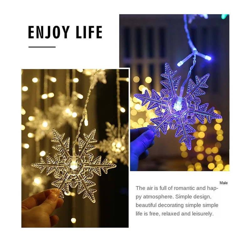 3.2M Snowflake LED Curtain String Lights