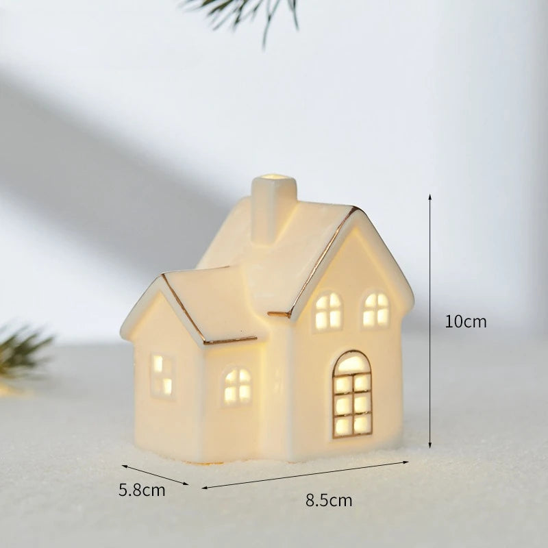 Ceramic Light Up Christmas Tree House Desktop
