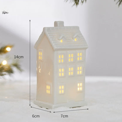 Ceramic Light Up Christmas Tree House Desktop