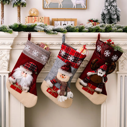 Santa Snowman Reindeer Christmas Stocking Ornament