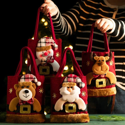 Santa Linen Christmas Gift Bags