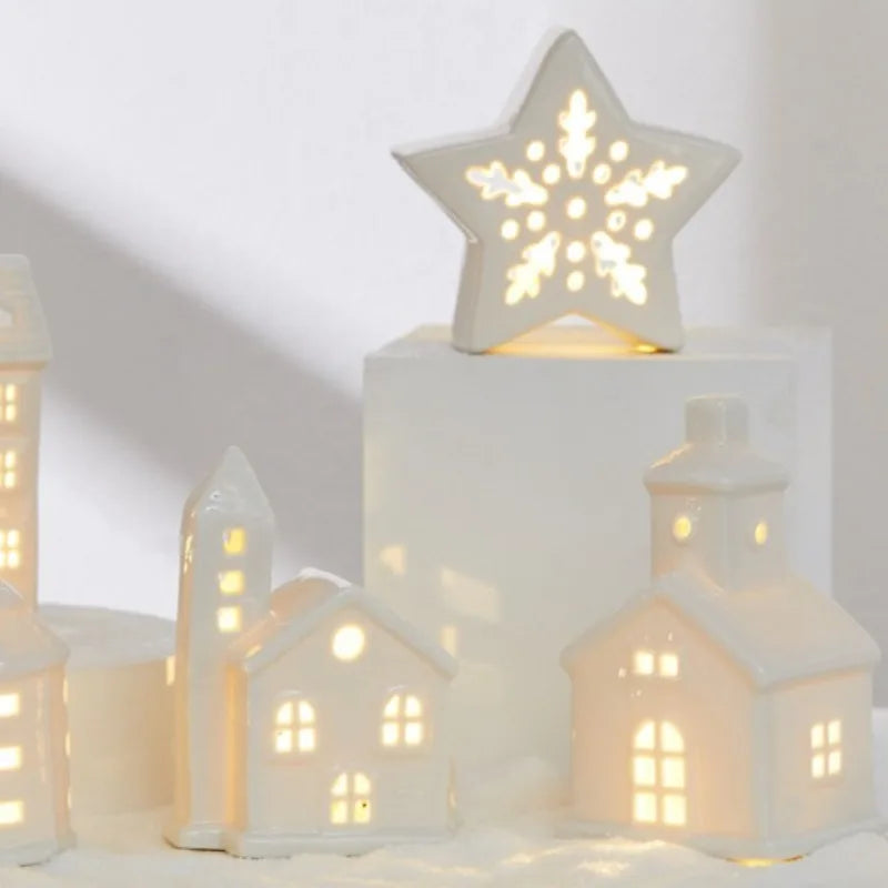 Ceramic Light Up Christmas Tree House Desktop