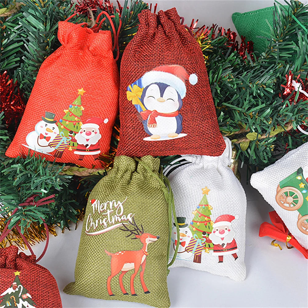 Linen Cotton Christmas Gift Bags