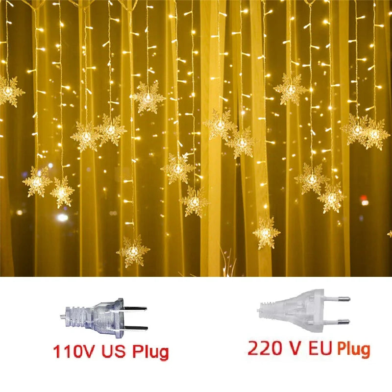 3.2M Snowflake LED Curtain String Lights