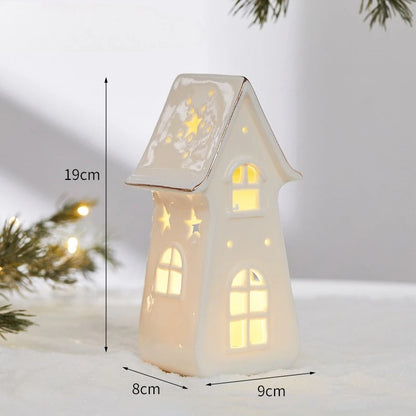 Ceramic Light Up Christmas Tree House Desktop
