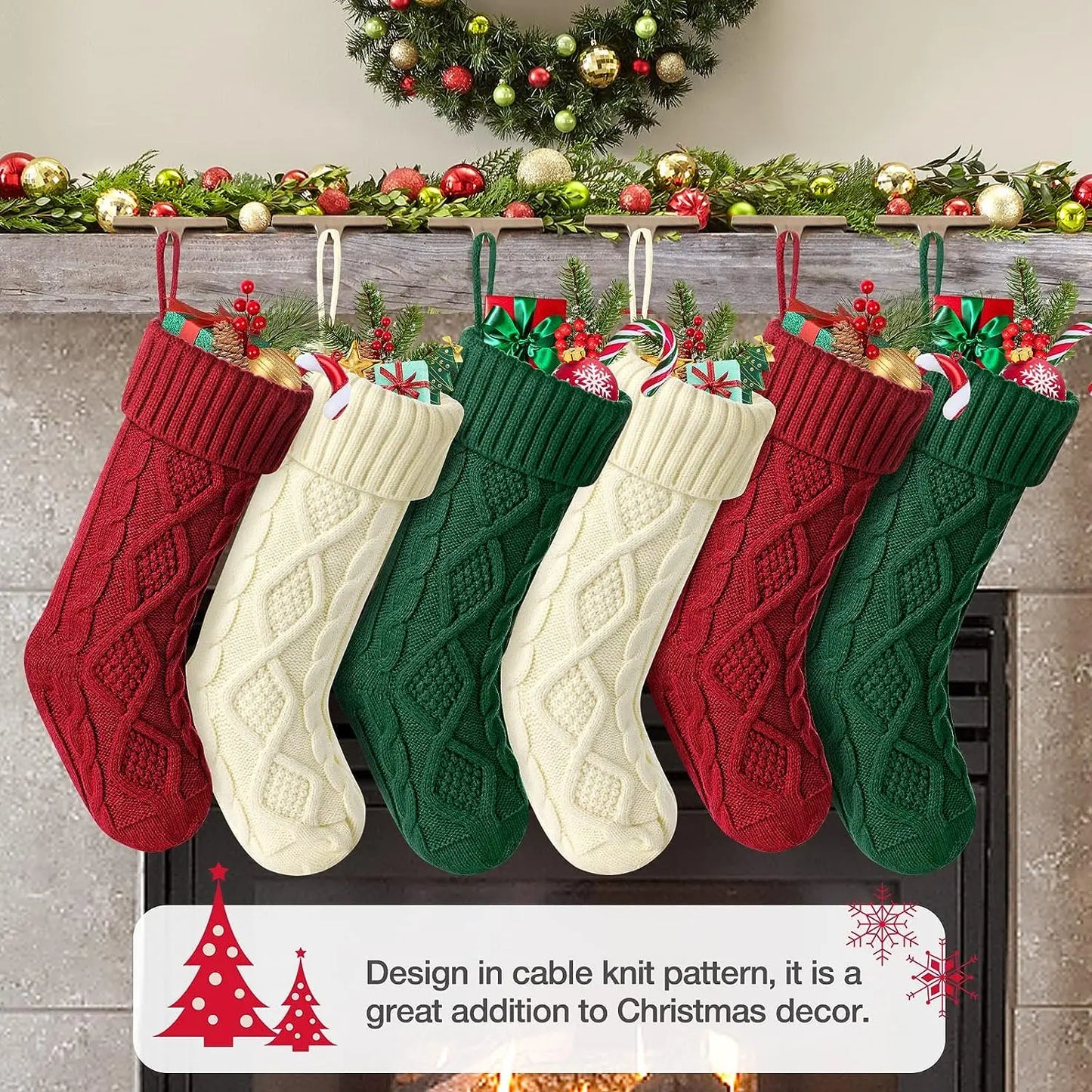 Large Knitted Cotton Christmas Stockings