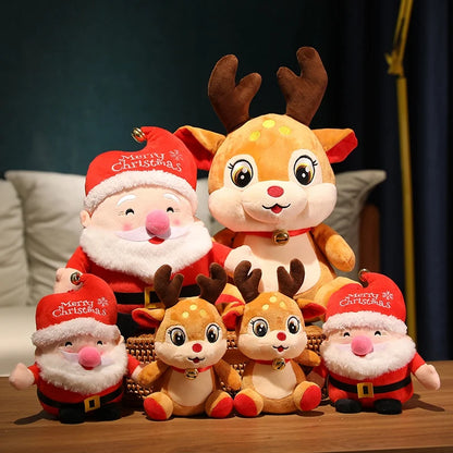 20cm Christmas Plush Dolls Santa Snowman Reindeer Toys