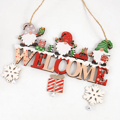 Wooden Santa Snowman Door Hanging Christmas Tree