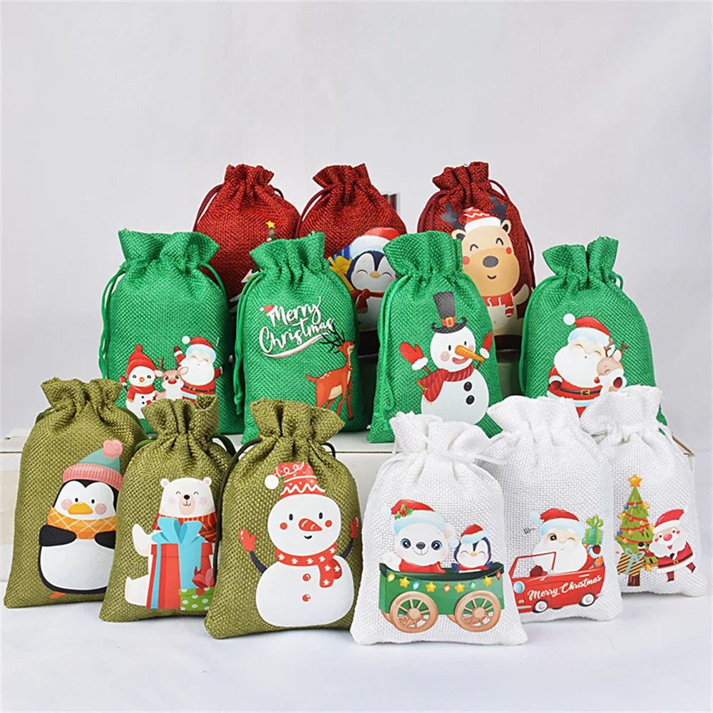 Linen Cotton Christmas Gift Bags
